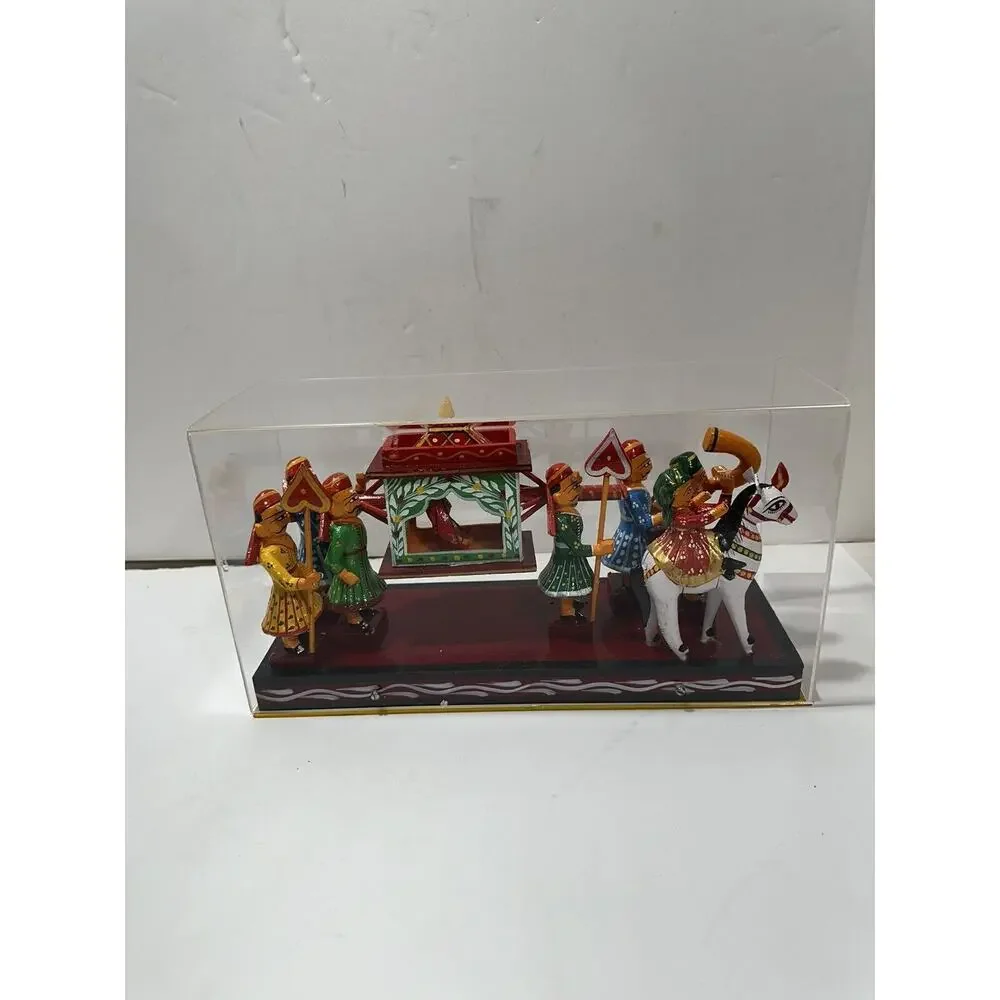 Wooden Marriage Procession Kondapalli Art Figurine Indian‎ Statue Dolls Display